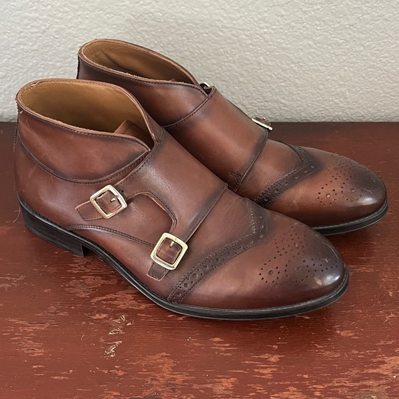 Zara‎ Men\'s Brown Double Monk Strap Oxfords 42 Dress Shoes main image 9